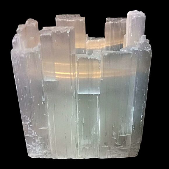 Large Selenite Candle Holder Tealight Votive Mineral Crystal Witchy Bohemian - Picture 9 of 16